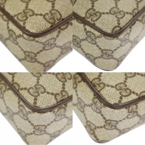 #3 GUCCI GG PATTERN SHERRY CLUTCH BAG PVC LEATHER BROWN USED - LIVE SHOW! - Picture 6 of 10